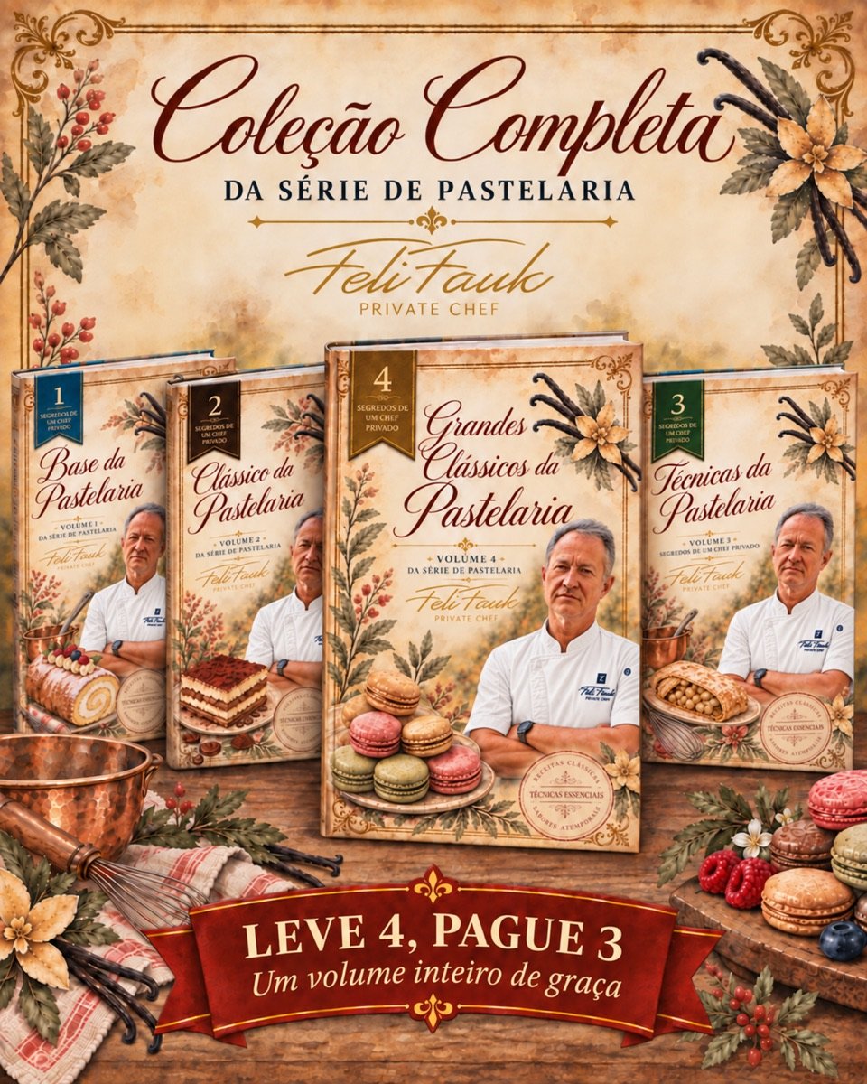 Coleção completa de pastelaria do Chef Felipe Faouakhiri — leve 4, pague 3